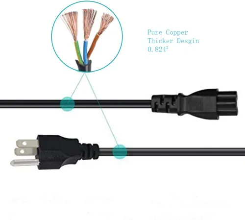 Vista 2 de Cable cargador de CA de 6 pies con certificación UL para Epson Workforce Pro WF-3720 C11CF24201 Cable de alimentación de impresora