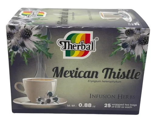 Vista 4 de Té de Hierba del Sapo (té de cardo mexicano) - 25 bolsas - 100% natural, vegano - Marca Therbal Premium