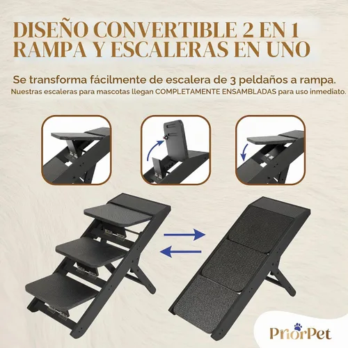 Vista 2 de Rampa para perros para sofá, antideslizante, resistente, plegable, soporta hasta 200 libras, ajustable de 7 a 20 pulgadas, plataforma de aterrizaje