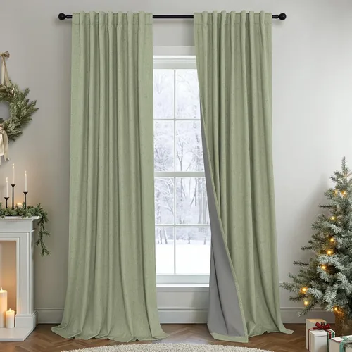 Vista 18 de Pitalk Cortinas cortas 100% opacas de lino para cafetería, 40 pulgadas de largo, 2 paneles, cortinas de puerta francesa para ventana, cortina