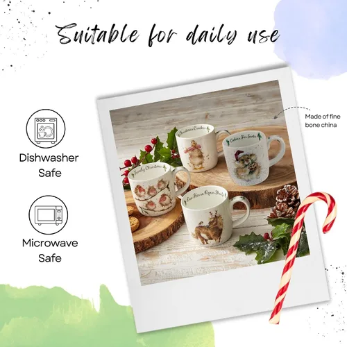 Vista 7 de Royal Worcester Wrendale Designs Taza de 14 onzas (Galletas para Santa)