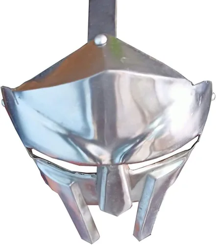 Vista 3 de Disfraz de metal Gladiator MF Doom Mask y disfraz de teatro ideal plateado, plateado