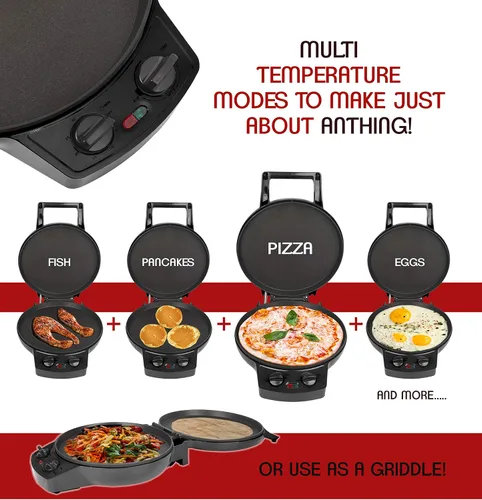 Vista 2 de Courant Máquina de pizza, olla para pizza de 12 pulgadas y máquina de calzone, con control de temporizador y temperatura, horno de pizza de 1440