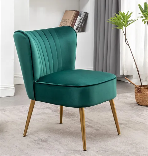Vista 12 de Container Furniture Direct Silla moderna de terciopelo para sala de estar, dormitorio o entrada, diseño elegante y cómodo sin brazos con patas
