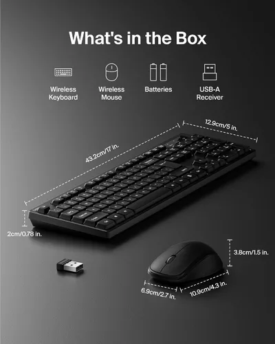 Vista 7 de Belkin Teclado y mouse inalámbricos con receptor USB-A, juego de teclado con mouse inalámbrico, diseño ergonómico para el hogar, oficina