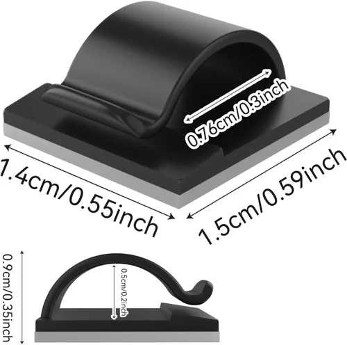 Vista 4 de LinkDocs 30 clips adhesivos para cables, clips de alambre para gestión de cables, abrazaderas de sujeción de cables para automóvil, oficina y hogar