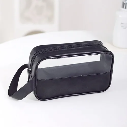 Vista 5 de Neceser de viaje bolsa de lavado impermeable portátil organizador de accesorios de viaje, Negro