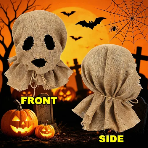 Vista 5 de Scarecrow Halloween Mask Horror Burlap Clown Skull Costume