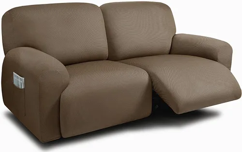 Vista 29 de ULTICOR Fundas para sofá reclinable de 8 piezas, fundas elásticas con hilo teñido para sofá reclinable de 3 cojines, gruesas, suaves y lavables Gris