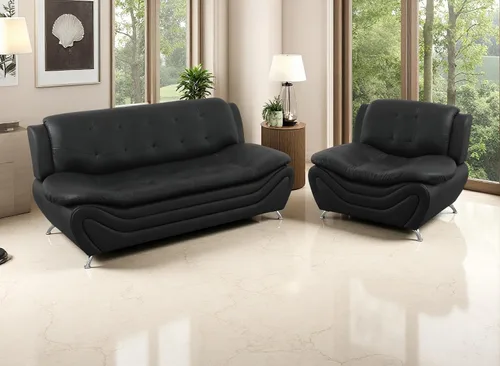 Vista 24 de Sofás de cuero, juego de sofás de sala, sofá para dormitorio, apartamento, juegos de muebles de sala de estar de cuero