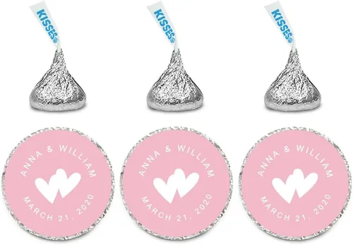 Vista 42 de Andaz Press Etiquetas personalizadas de gota de chocolate para boda, nombres y fecha redondos, turquesa aguamarina, paquete de 240, personalizadas