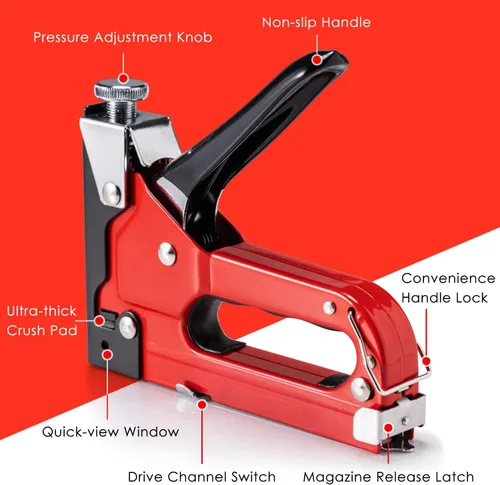 Vista 8 de PHITRIC - Pistola de grapas para tapicería resistente, 4 en 1, con 1200 grapas, grapadoras de acabado de potencia, grapadora manual con ajuste