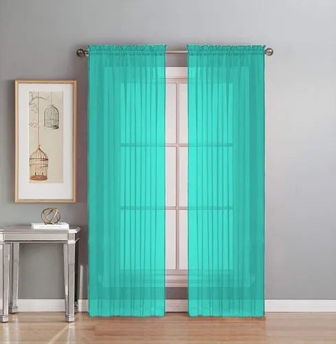 Vista 16 de Interior Trends Juego de 2 paneles de cortina de gasa transparente totalmente cosidas para ventana con cortinajes (63 pulgadas de largo, ladrillo)