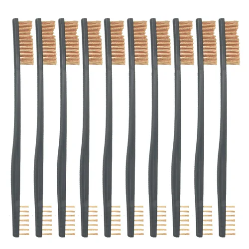Vista 18 de Paquete de 10 cepillos de limpieza multiusos de doble punta para pistolas de 7 pulgadas, cepillos de cerdas de nailon de acero y latón (5 tipos)