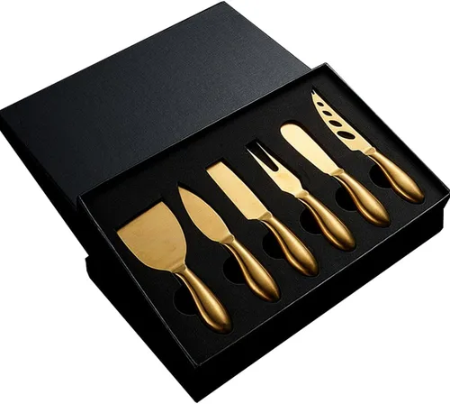 Vista 10 de Cuchillo de queso premium de 6 piezas, colección de cuchillos de queso de acero inoxidable con cortador de tenedor de queso y cortadores de queso