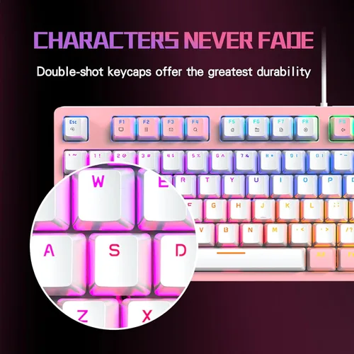 Vista 6 de FOXXRAY HKM-95 Teclado mecánico con cable para juegos, retroiluminado RGB de tamaño completo con perilla de control de medios, interruptores azules