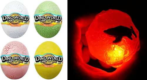 Vista 8 de JA-RU Dino World - Huevos de dinosaurio iluminados con slime y pequeño juguete de dinosaurio en el interior Masilla sensorial para niños, juguete