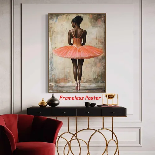 Vista 7 de Arte de pared afroamericano, pintura de mujeres negras, póster de bailarina africana para habitación de niña, imágenes abstractas de danza