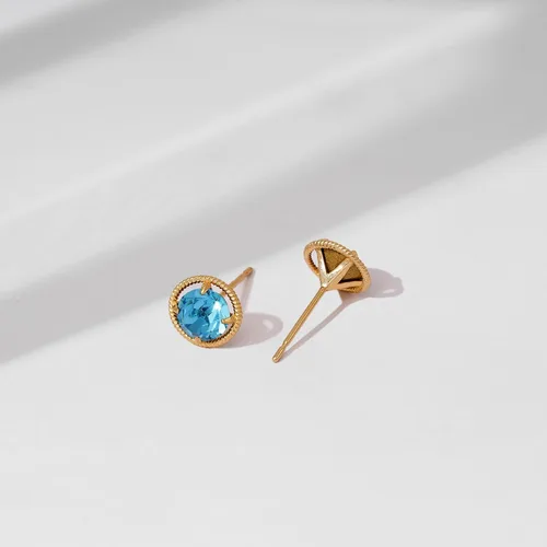 Vista 3 de Tienda Essentials 10k Gold Made with Infinite Elements Imported Crystal Birthstone Stud Earrings (previously Tienda Collection)