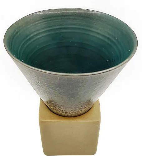 Vista 2 de Taza de café expreso para café caliente, té, cóctel, estilo retro, embudo de cerámica, regalos divertidos para mujeres y hombres (negro)