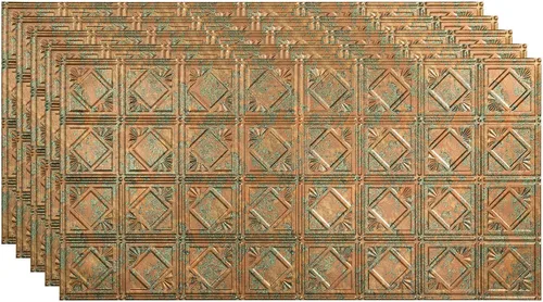 Vista 26 de FASÄDE Panel de techo decorativo de vinilo decorativo de estilo tradicional / patrón 4 de 2 x 4 pies en bronce bermudas (paquete de 5)