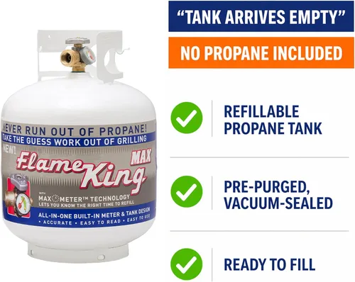 Vista 12 de Flame King YSN230b - Cilindro de tanque de propano de acero de 20 libras con válvula OPD y calibre integrado, vertical de 20 libras