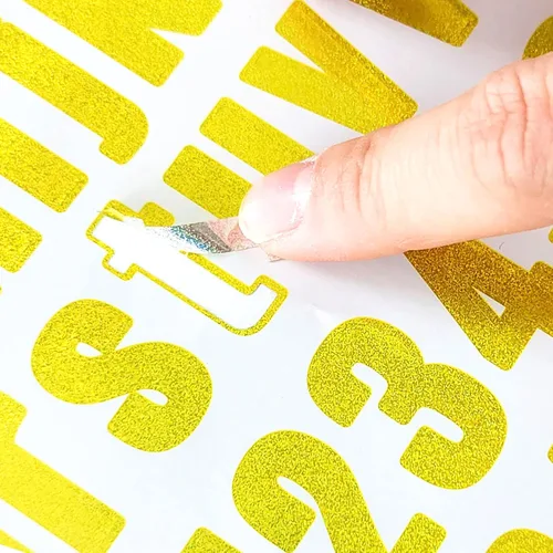 Vista 4 de Calcomanías del alfabeto para manualidades, 5 hojas, 405 piezas, calcomanías de letras autoadhesivas, calcomanías de números de vinilo, calcomanías