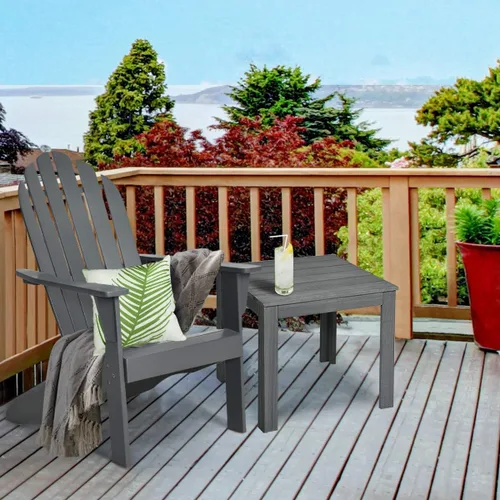 Vista 7 de Giantex Adirondack - Silla de madera de acacia para exteriores con capacidad de peso de 350 libras, sillón resistente a la intemperie para patio Gris