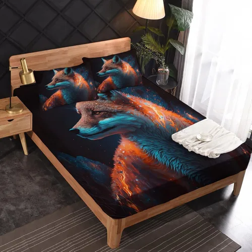 Vista 37 de Juego de sábanas de tamaño King, sábanas de conejo, sábanas de microfibra y fundas de almohada de 4 piezas, juego de sábanas con estampado colorido