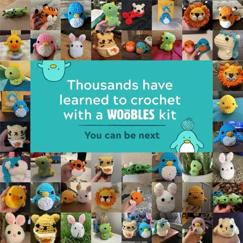 Vista 7 de The Woobles Kit de ganchillo para principiantes, kit de animales de punto y ganchillo fácil de artes y manualidades, como se ve en Shark Tank