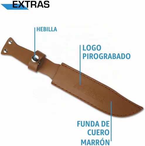 Vista 5 de MTECH USA M-tech USA - Cuchillo de supervivencia de acero inoxidable acanalado de cuero, marrón, pequeño