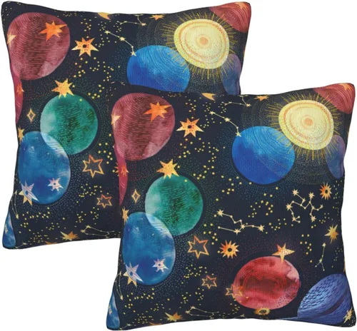 Vista 10 de Juego de 2 fundas de almohada bohemias de 18 x 18 pulgadas, fundas de almohada bohemias onduladas suaves con ondas de arco iris, fundas de cojín