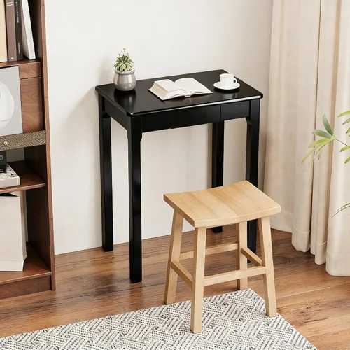 Vista 7 de Escritorio de madera maciza con cajones, escritorios estrechos simples de 24 x 16 pulgadas, mesa de estudio de madera de goma, escritorio pequeño