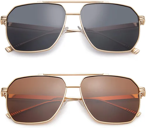 Vista 5 de Hycredi Gafas de sol polarizadas de gran tamaño para mujeres y hombres gafas de sol cuadradas retro de moda clásicas grandes pantallas de metal UV400