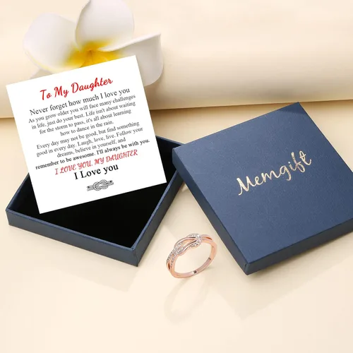 Vista 7 de Memgift Gifts for Women Mothers Day Gift from Daughter Best Friends Birthday Gifts for Nieces Granddaughters Love Knot Rings for Christmas