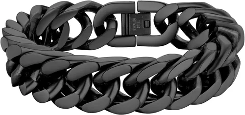Vista 16 de PROSTEEL - Pulsera de cadena franco de acero inoxidable, pulseras gruesas de moda para hombres y mujeres, chapadas en oro negro de 18 quilates
