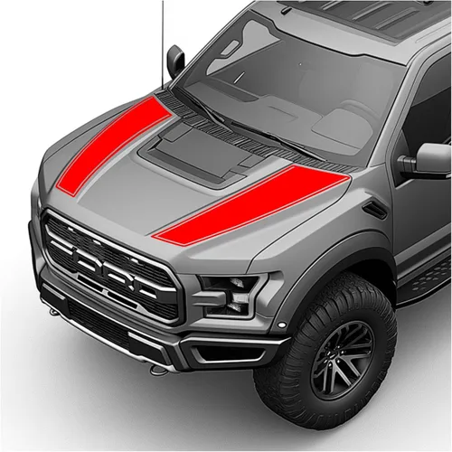 Vista 8 de Hood Blackout Racing Stripes - Kit de calcomanías de vinilo compatible con Ford F150 Raptor 2014-2020 (estilo 1, azul)