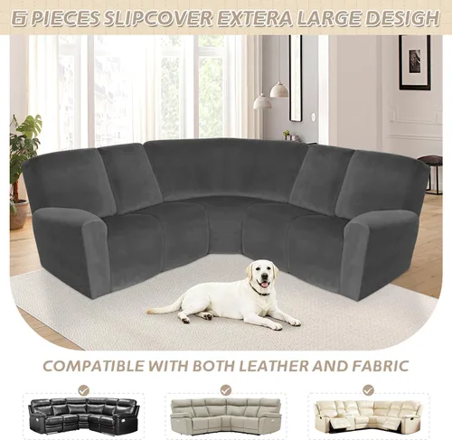 Vista 524 de Arfntevss Fundas de sofá seccional reclinable de terciopelo, Funda de sofá seccional de esquina para sofá reclinable, Funda elástica suave