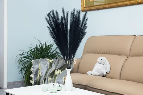 Vista 7 de UiiziC Hierba sintética de las pampas, 8 piezas de 30 pulgadas/76cm, flores artificiales secas y esponjosas, césped ascendente para rellenos de Negro