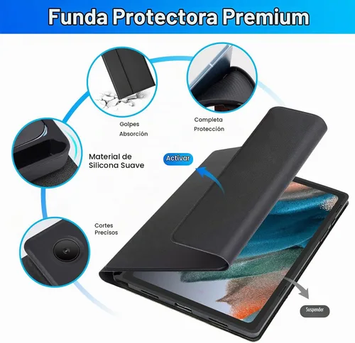 Vista 7 de LAMA Funda con teclado retroiluminado de 7 colores con mouse para Samsung Galaxy Tab A8 de 10.5 pulgadas, funda de teclado inalámbrico con soporte