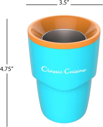 Vista 2 de Classic Cuisine - Máquina para hacer granizados – Taza de una sola porción para granizados caseros, batidos, batidos, sorbetes y cócteles (azul)