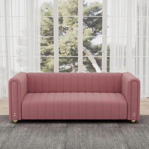 Vista 12 de Sofá capitonado Chesterfield de terciopelo tapizado de 81 pulgadas de ancho, 3 plazas, cómodo sofá para sala de estar, dormitorio, oficina Negro