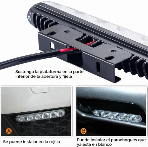 Vista 5 de Juego de 2 piezas de luces LED de alta potencia para conducción diurna, faros antiniebla LED para coche, ajuste universal