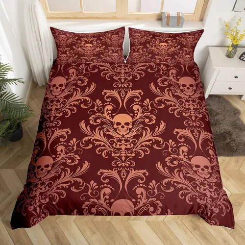 Vista 45 de Erosebridal Juego de ropa de cama gótica de damasco para adultos, funda de edredón victoriana antigua, tamaño individual, funda de edredón gótica