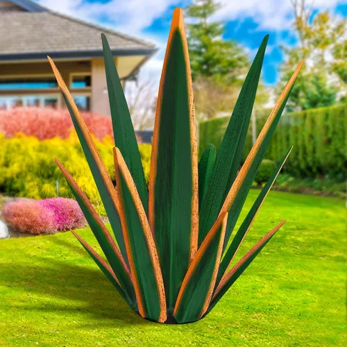 Vista 11 de KODIBO Planta de agave de metal de 24 pulgadas, decoración al aire libre Negro