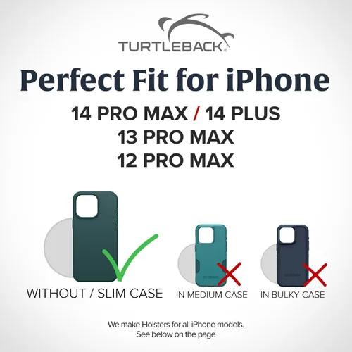 Vista 2 de Turtleback - Funda de piel prémium para iPhone 16 Pro Max, 15 Pro Max, 14 Pro Max, 13 Pro Max, soporte para cinturón de teléfono negro para fundas