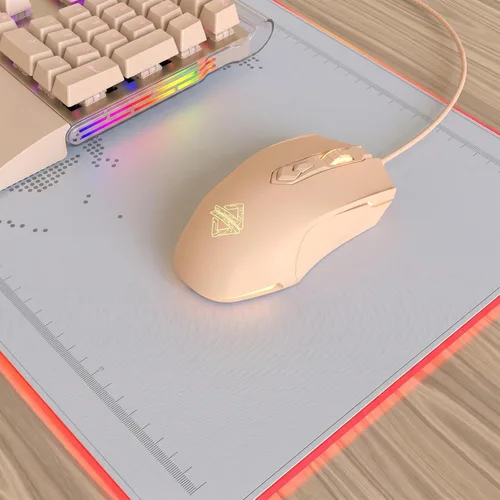 Vista 5 de Lomiluskr Ratón para juegos con cable RGB AJ52, 7 botones programables, ratones de computadora con iluminación RGB, 200-4800 DPI ajustable