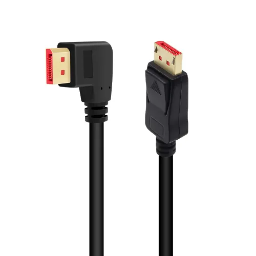 Vista 10 de 8K/60Hz, 4K/144Hz Displayport en ángulo recto 1.4 macho a cable macho 90 grados DP 1,4 macho a macho