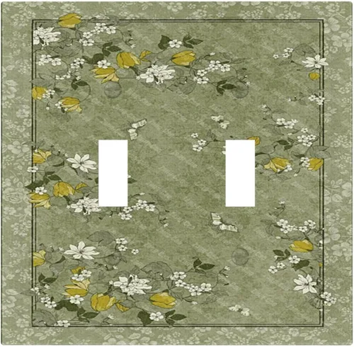 Vista 11 de Decorative Outlet Covers Blue Background White Cat Daisy Floral 2-Gang 1-Gang Wall Plate Single Toggle/Rocker Farmhouse Style Light Switch Covers