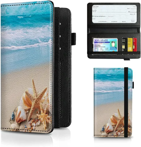 Vista 108 de Funda para chequera para hombres y mujeres, cartera de cuero RFID con ranuras para tarjetas de crédito, soporte de cheques duplicados personales